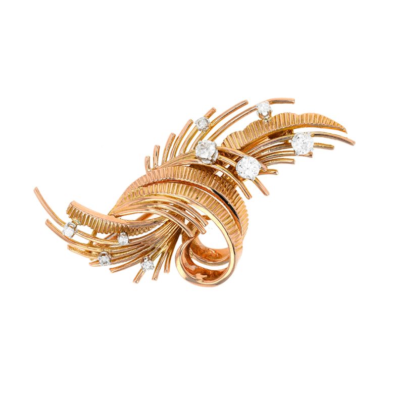 Broche ancienne diamants 0.81 carat 2 ors 14.29g Comme neuf -  reconditionné disponible sur Gemme Les Bijoux